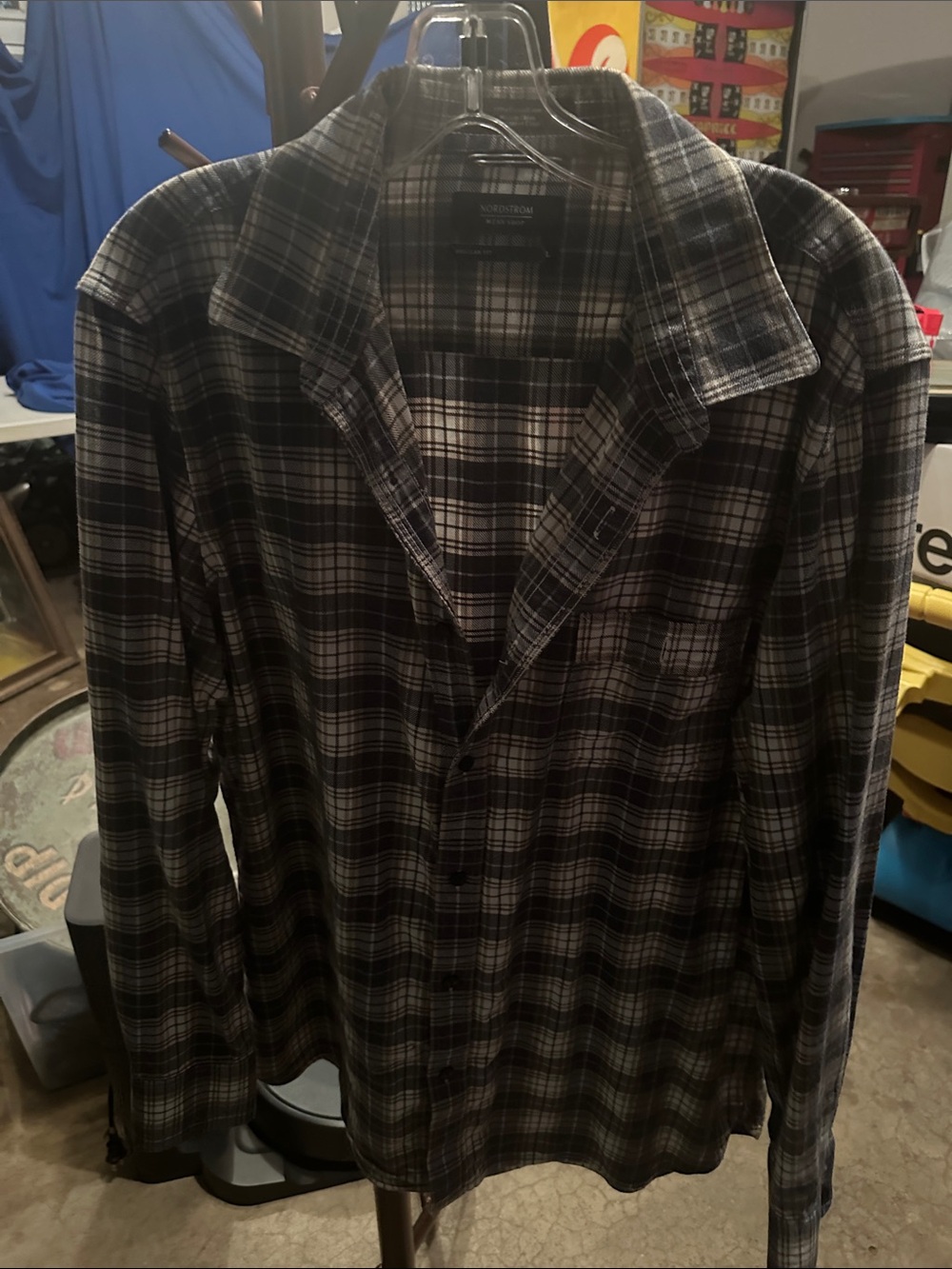 Nordstrom Men’s Black and Gray Plaid Button-Down Shirt